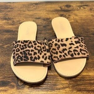 Anna Tezza Leopard Suede slippers sandals size 7 women